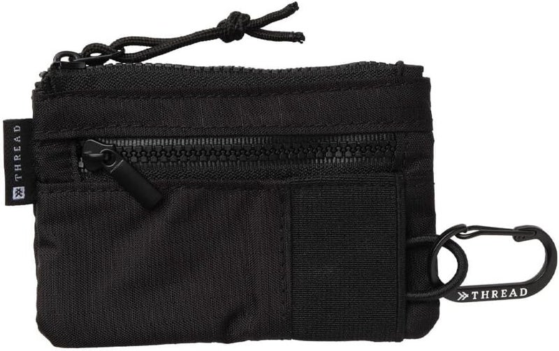 Thread Wallets محفظة صغيرة – محفظة بسحاب مدمجة مع نافذة هوية واضحة، جيوب للنقود وبطاقات، ومكان لتخزين المفاتيح – محفظة سفر خفيفة الوزن مقاومة للتمزق للرجال والنساء (أسود) - Image 1
